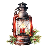 Lantern For Christmas Event. Watercolor Style. AI Generated png