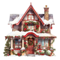 House For Christmas Event. Watercolor Style. AI Generated png