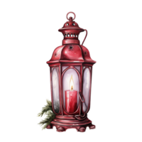 Lantern For Christmas Event. Watercolor Style. AI Generated png