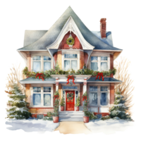 maison pour Noël événement. aquarelle style. ai généré png