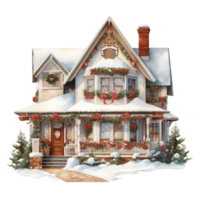 maison pour Noël événement. aquarelle style. ai généré png