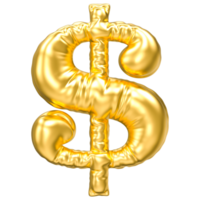 Symbol Dollar Number Gold 3D Rendering png