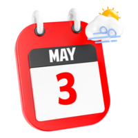 Maj 3 kalender ikon på transparent bakgrund png