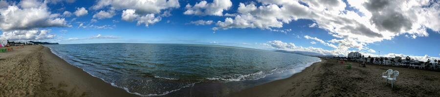 Panoramic view of Martil beach 180 degrees photo