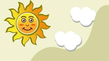 Happy Sun And Cloud in the Sky video animation bright sun, cute funny sun useful for your animation