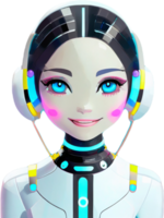 AI generated girl with headphones. png