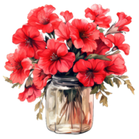 AI generated Retro car toy with red roses flowers with transparent background png