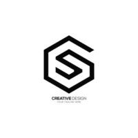 Letter Sg hexagon shape line art creative monogram logo vector