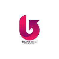 Letter B with arrow shape modern colorful abstract creative shapes alphabet logo vector