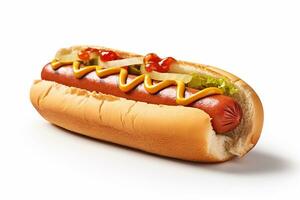 A Hot Dog isolated on a white background, AI Generated photo