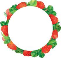 Watercolor round frame with strawberries highlighted on a white background. Summer berries, a print for printing on postcards. vector