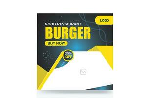 Food menu restaurant banner pizza social media post burger template vector