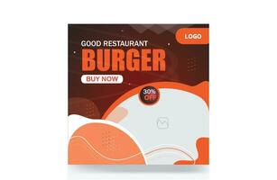 Food menu restaurant banner pizza social media post burger template vector