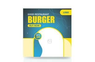 Burger fast food social media post restaurant banner template vector