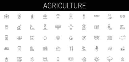 conjunto de agricultura iconos línea Arte estilo íconos manojo. vector ilustración