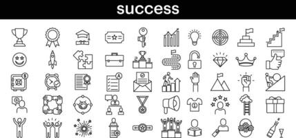 Success and Growth Editable Icons set vector