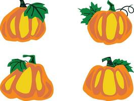 orange and yellow four pumpkin vector