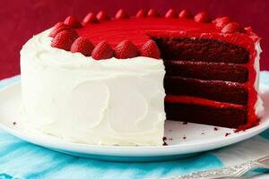 AI generated Red velvet cake. AI Generative Pro Photo