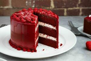 AI generated Red velvet cake. AI Generative Pro Photo