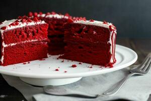 AI generated Red velvet cake. AI Generative Pro Photo