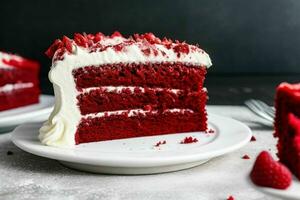 AI generated Red velvet cake. AI Generative Pro Photo