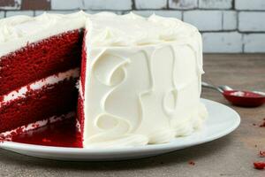 AI generated Red velvet cake. AI Generative Pro Photo