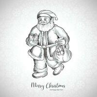 Hand drawn cheerful santa claus sketch card design vector