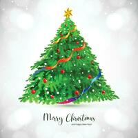 Christmas tree in winter holiday card background vector
