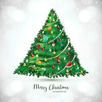 Christmas tree in winter holiday card background vector