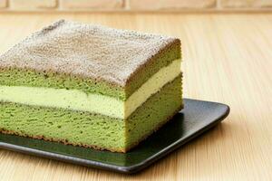 AI generated Matcha green tea cake. AI Generative Pro Photo