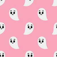 Cartoon ghost vector seamless pattern background.