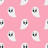 Cartoon ghost vector seamless pattern background.