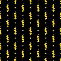 Yellow lightning bolt vector seamless pattern background.