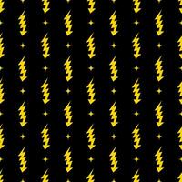 Yellow lightning bolt vector seamless pattern background.