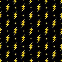 Yellow lightning bolt vector seamless pattern background.