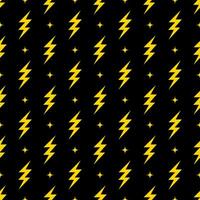 Yellow lightning bolt vector seamless pattern background.