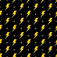 Yellow lightning bolt vector seamless pattern background.