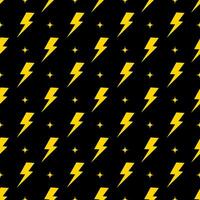 Yellow lightning bolt vector seamless pattern background.