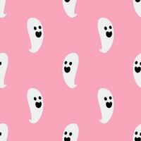 Cartoon ghost vector seamless pattern background.