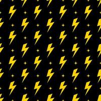 Yellow lightning bolt vector seamless pattern background.