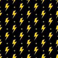 Yellow lightning bolt vector seamless pattern background.