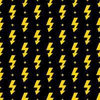 Yellow lightning bolt vector seamless pattern background.