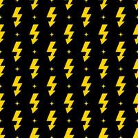 Yellow lightning bolt vector seamless pattern background.