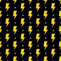 Yellow lightning bolt vector seamless pattern background.