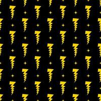 Yellow lightning bolt vector seamless pattern background.