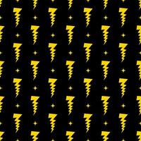 Yellow lightning bolt vector seamless pattern background.