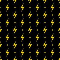 Yellow lightning bolt vector seamless pattern background.