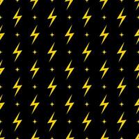 Yellow lightning bolt vector seamless pattern background.