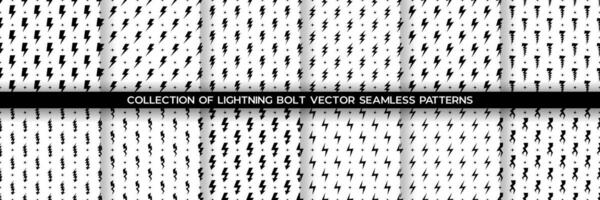 Collection of Lightning bolt vector seamless pattern background.