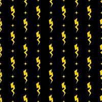 Yellow lightning bolt vector seamless pattern background.